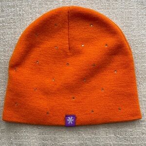 EUC - Bright Orange Bedazzled Girl’s Beanie